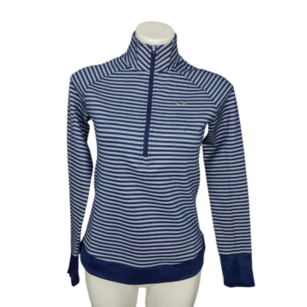 Vineyard Vines Performance Striped Long Sleeve Quarter Zip Pullover Top Size XS